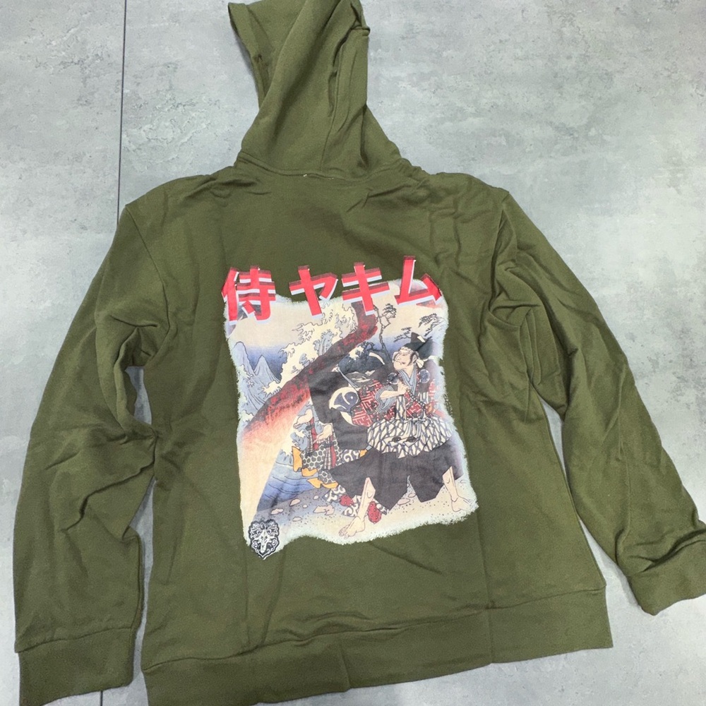 Men's Olive Green Graphic Hoodie Sweatshirt